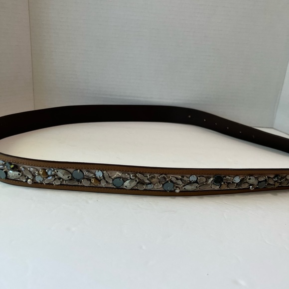 Jewel Embellished Belt silver pewter jewel tone man made material 43” - Picture 5 of 12